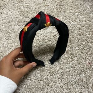 Black and Red Headband with Gold Embroidery